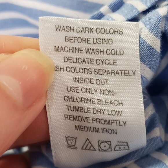 Woman Within Striped Button Up Top Size 2X Blue Capsule Nautical Preppy Classic - Picture 7 of 16